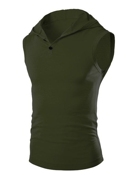 

Men's Casual Hooded Solid Color Tank Top, Army green