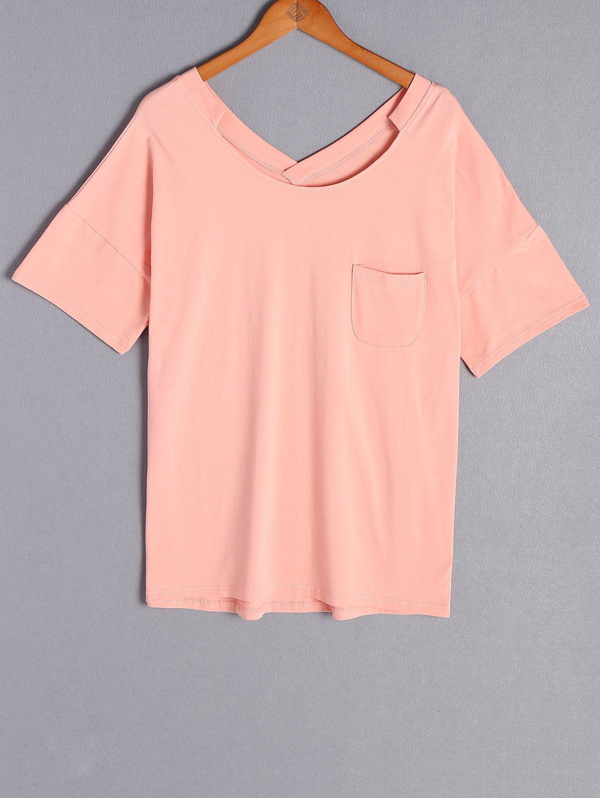 

Casual Pure Color Plus Size Short Sleeve T-Shirt For Women, Pink