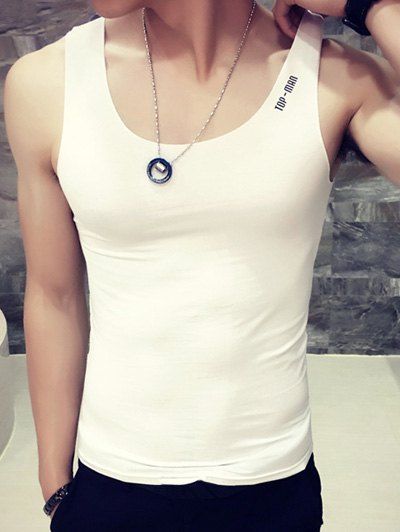 

Men's Casual Solid Color Tank Top, White