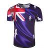 Collar Slim Fit Round Australian T-shirt de drapeau d'impression Men 's - Violet Foncé 2XL