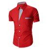 Turn Down Collar Stripes Imprimé chemise à manches courtes - Rouge L