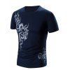 T-Shirt Manches Courtes à Imprimé Col Rond pour Hommes - Cadetblue XL