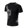 T-Shirt Manches Courtes à Imprimé Col Rond pour Hommes - Noir L