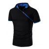 T-Shirt Manches Courtes à Capuche Design Fermeture Éclair pour Hommes - Bleu 2XL