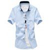 Men 's  Turn Casual Bas Collar Couleur unie Chemises - Bleu M