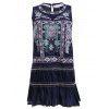 Ethnique style brodé Mini-robe sans manches - Bleu Violet ONE SIZE(FIT SIZE XS TO M)