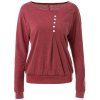 Style décontracté Scoop Long Neck Batwing manches amples T-shirt des femmes de couleur unie - Rouge S