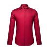 Men's Turn-Down Collar Red Color Long Sleeve Shirt - multicolore L