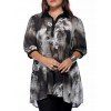 Chic Plus Size Shirt col boutonné imprimé femmes s 'Blouse - Noir 4XL