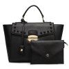 Trendy Rivet et Metallic Moraillon design Femmes  's sac fourre-tout - Noir 