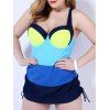 Sweetheart Neck Color Block Drawstring Lady s 'Swimsuit - Bleu 5XL