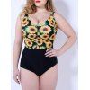 Les femmes à la mode d  'Plus Size Floral Backless One-Piece Swimsuit - Jaune 5XL