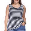 Chic Plus Size Striped Scoop Neck femmes s 'Tank Top - Bleu et Blanc 5XL