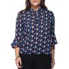Chic Plus Size Ruffled Collar Flounced Sleeve Women's Blouse - multicolore 5XL