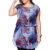 Trendy Plus Size Scoop Neck Printed Women's Blouse - Bleu XL