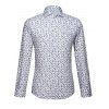 Paisley Imprimer brodé col rabattu manches longues en coton Blends Men  's Shirt - Blanc S