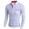 Stylish Turn-dwon Collar One Pocket Polka Dot Print Long Sleeves Polyester T-Shirt For Men - WHITE 3XL