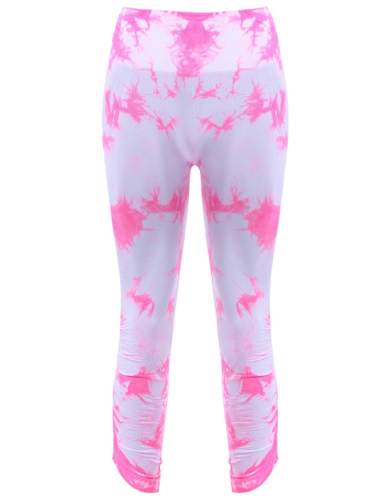 

Active Elastic Waist Tie Dyed Cropped Leggings, Pink