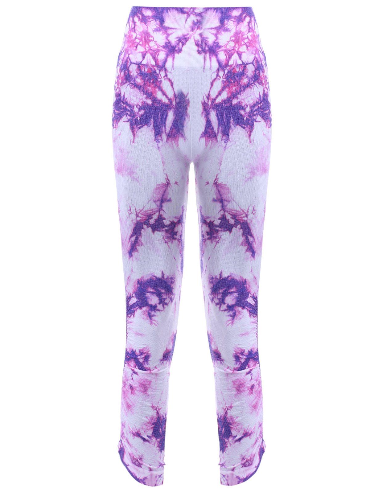 

Sports Elastic Waist Tie Dyed Cropped Leggings, Purple