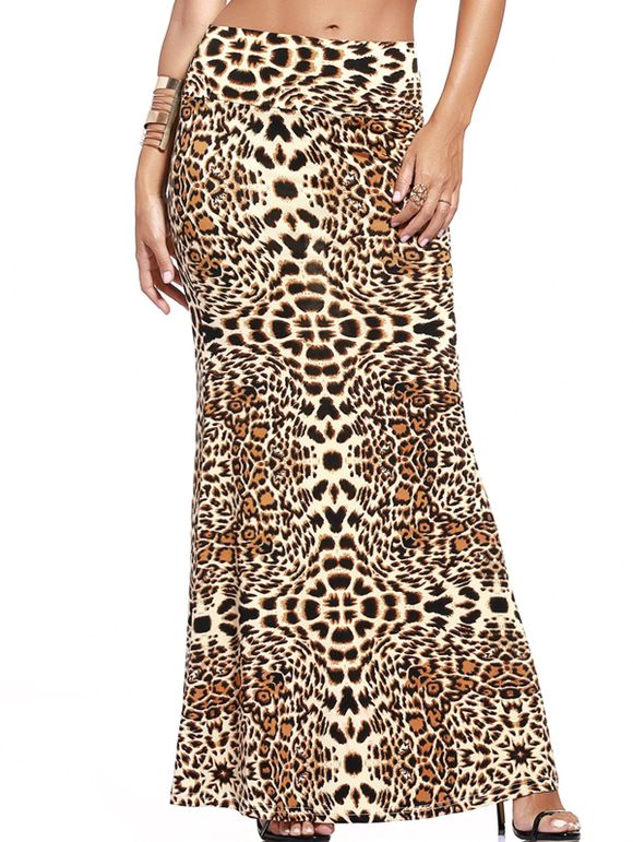 Leopard Séduisante Imprimer taille haute Maxi jupe pour les femmes - Léopard 3XL