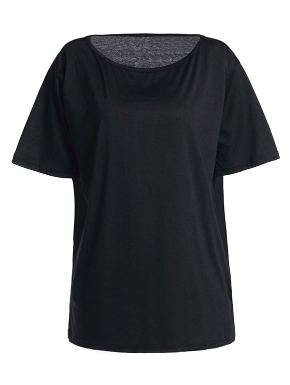 T-shirt à Manches Courtes à Une épaule Nue pour Femme - Noir XL