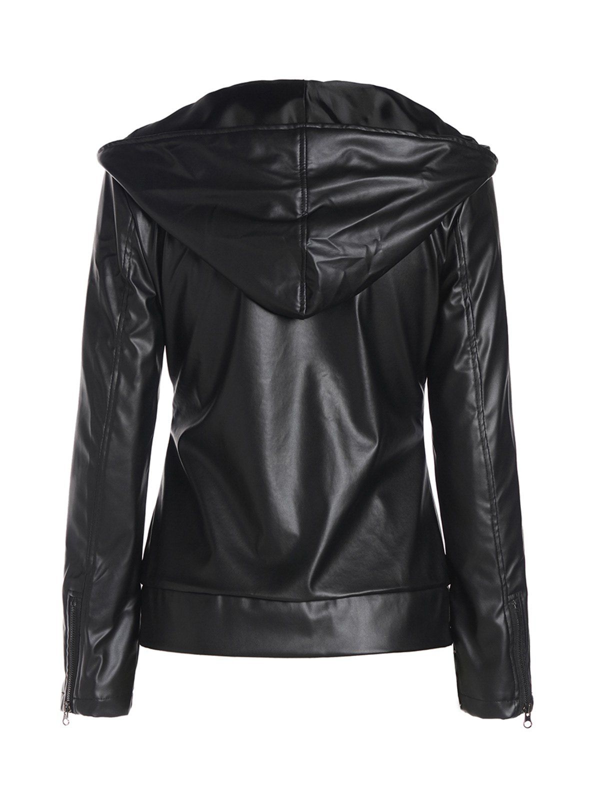 2018 Long Sleeve Faux Leather Jacket BLACK XL In Jackets & Coats Online