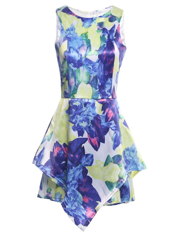 Floral Print Sleeveless Romper - COLORMIX S
