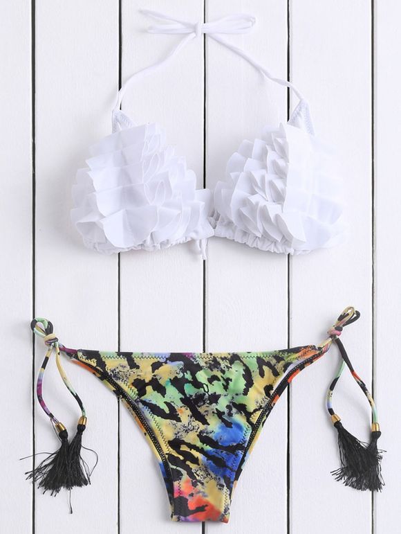 Bikini Set Séduisante Halter Leopard Imprimer lacets Femmes - Blanc M