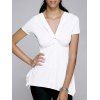 Plunge Simple Neck Twist avant Irregular Hem T-shirt pour les femmes - Blanc XL