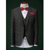 s 'Blazer + Gilet + Pantalon à carreaux avec Bow Tie Et Écharpes Formal Hommes - Gris L