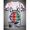 Men's Casual Clock Printed T-Shirt - multicolore L