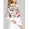 Women's Graceful Long Sleeve Butterfly Pattern Shirt - Blanc M