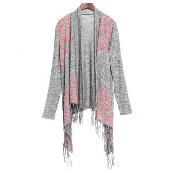 Stylish Collarless Long Sleeve Asymmetrical Fringed Women's Cardigan, Gray
Stylish Collarless Long Sleeve Asymmetrical Fringed Women's Cardigan, Gray