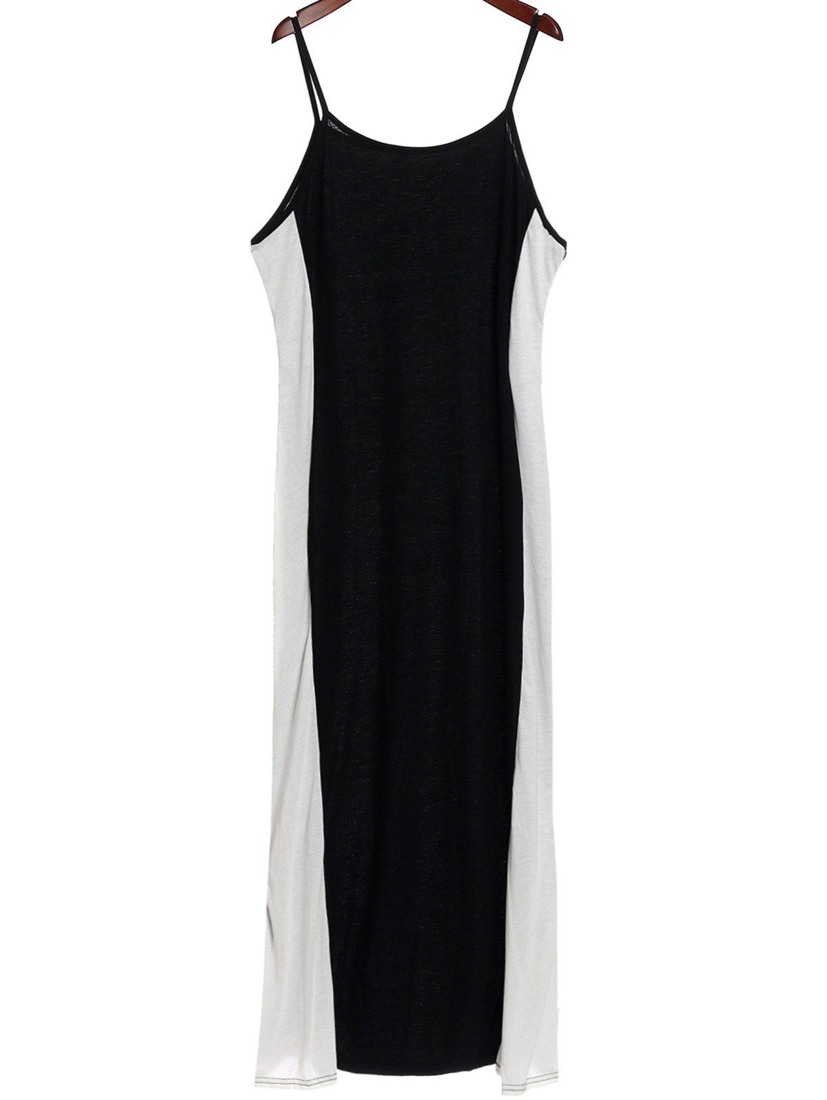 

Sexy Spaghetti Strap Slimming Color Block Women's Dress, White and black