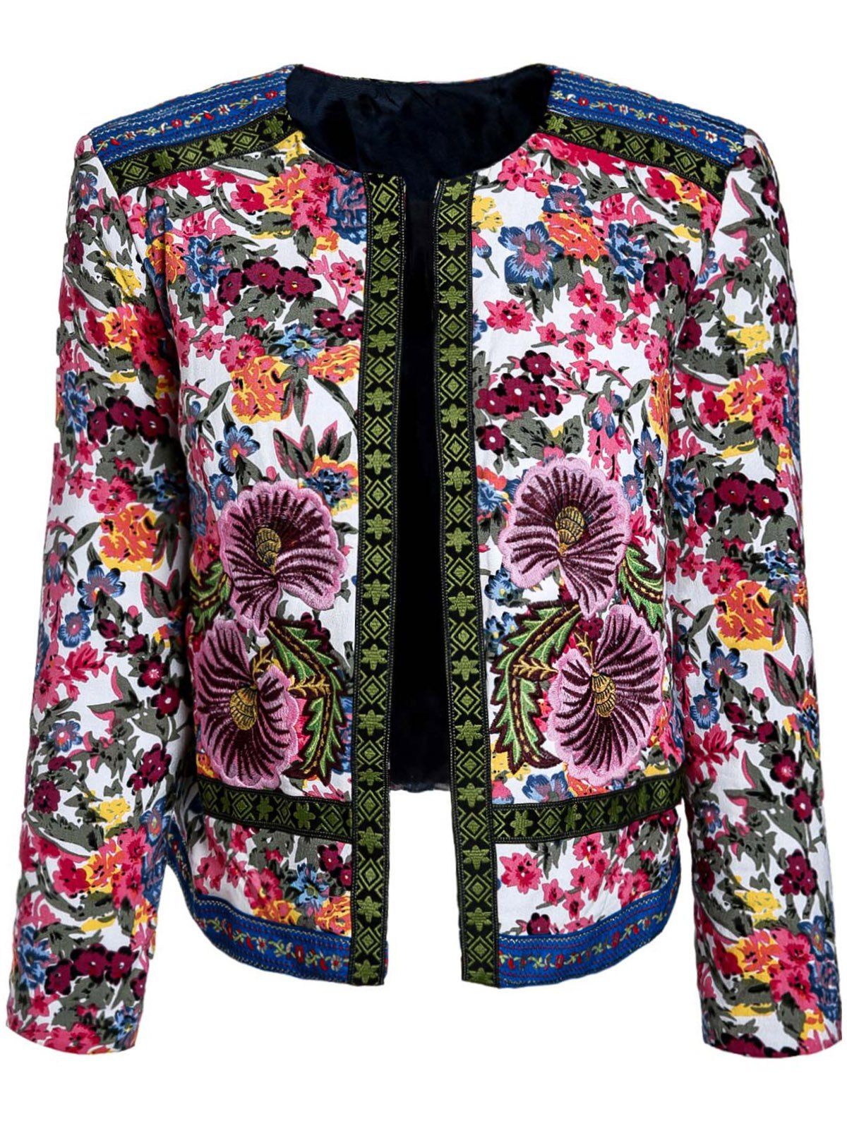 [41% OFF] 2021 Retro Long Sleeve Jewel Neck Flower Embroidery Women's ...