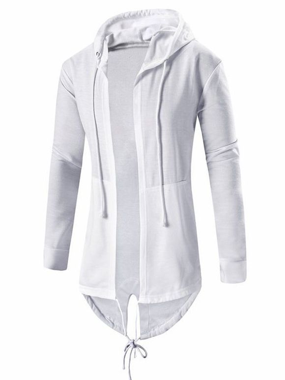 Veste Cardigan à Capuche Manches Longues Design Poches pour Hommes - Blanc XL