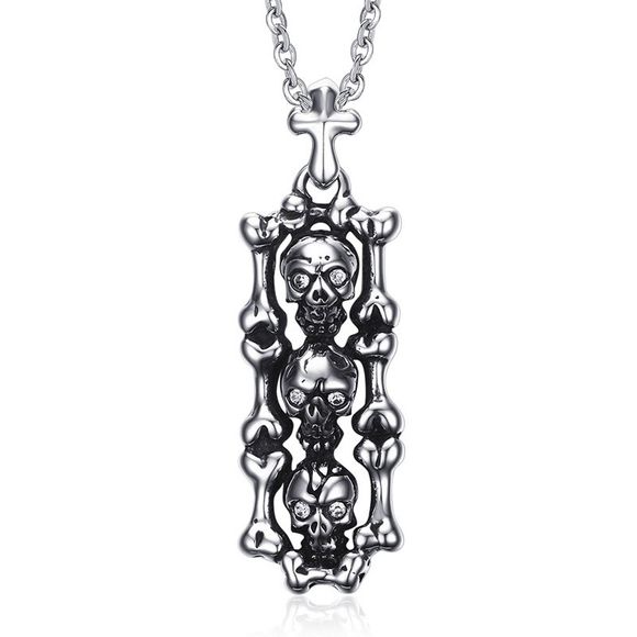 Chic Skull Crucifix Necklace For Men - Argent 