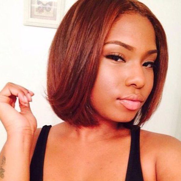 

Women's Stylish Synthetic Straight Bob Wig, Red brown