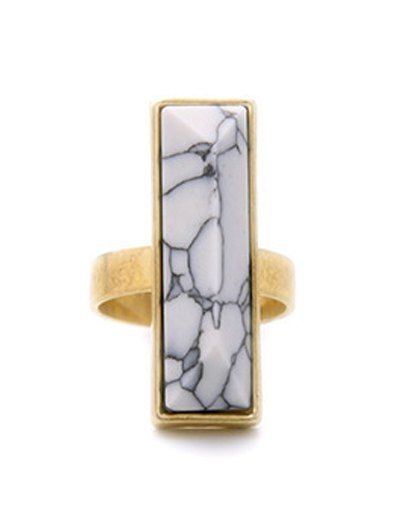 Chic Rectangle Stone Ring - d'or 