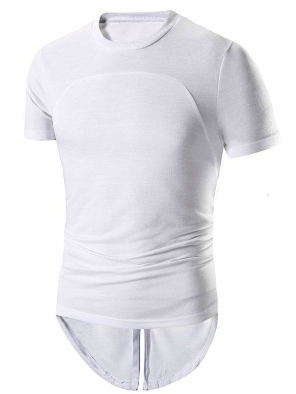 

Men's Hip-Hop Stylish Back Zipper Design T-Shirt, White