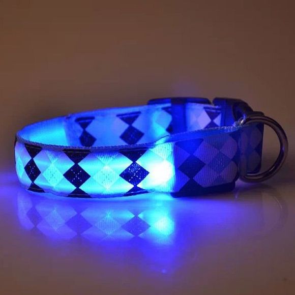 Combinaison Nouveauté Rhombus LED Luminous Night Walk collier pour chiens - bleu eau XL