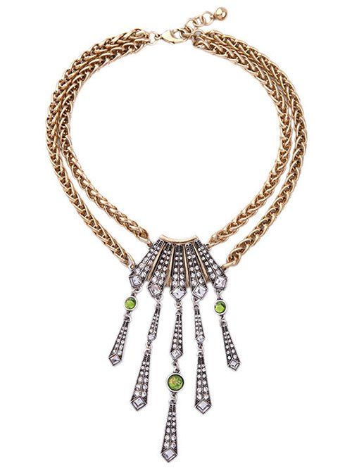 Chic Multilayer strass Collier Tassel - d'or 