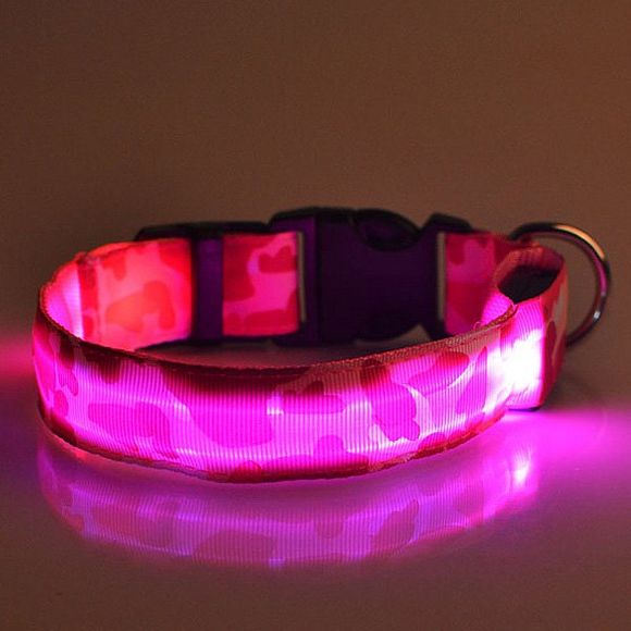 Eye-Catching Motif LED Luminous Night Walk Camouflage collier pour chiens - Rose de Pêches S