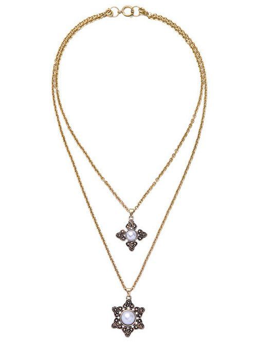 Chic Multilayer Faux Collier Floral perle - d'or 