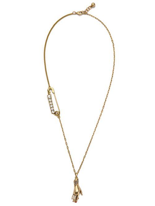 Chic strass Collier fumeurs main - d'or 