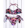 Casual bretelles Floral Print Lace-Up femmes s 'Bikini Set - Noir M