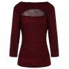 Stylish Half Sleeve Scoop Neck Hollow Out Solid Color Women's T-Shirt - Violacé rouge 2XL