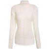 Charming Solid Color Turtleneck Twist Wave Thick Pullover Sweater For Women - WHITE L