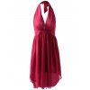 Aménagée Halterneck Robe dos ouvert de femmes à la mode - Rouge L