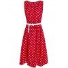 Retro Style Sleeveless Polka Dot Printed Ball Gown Dress For Women - Rouge M